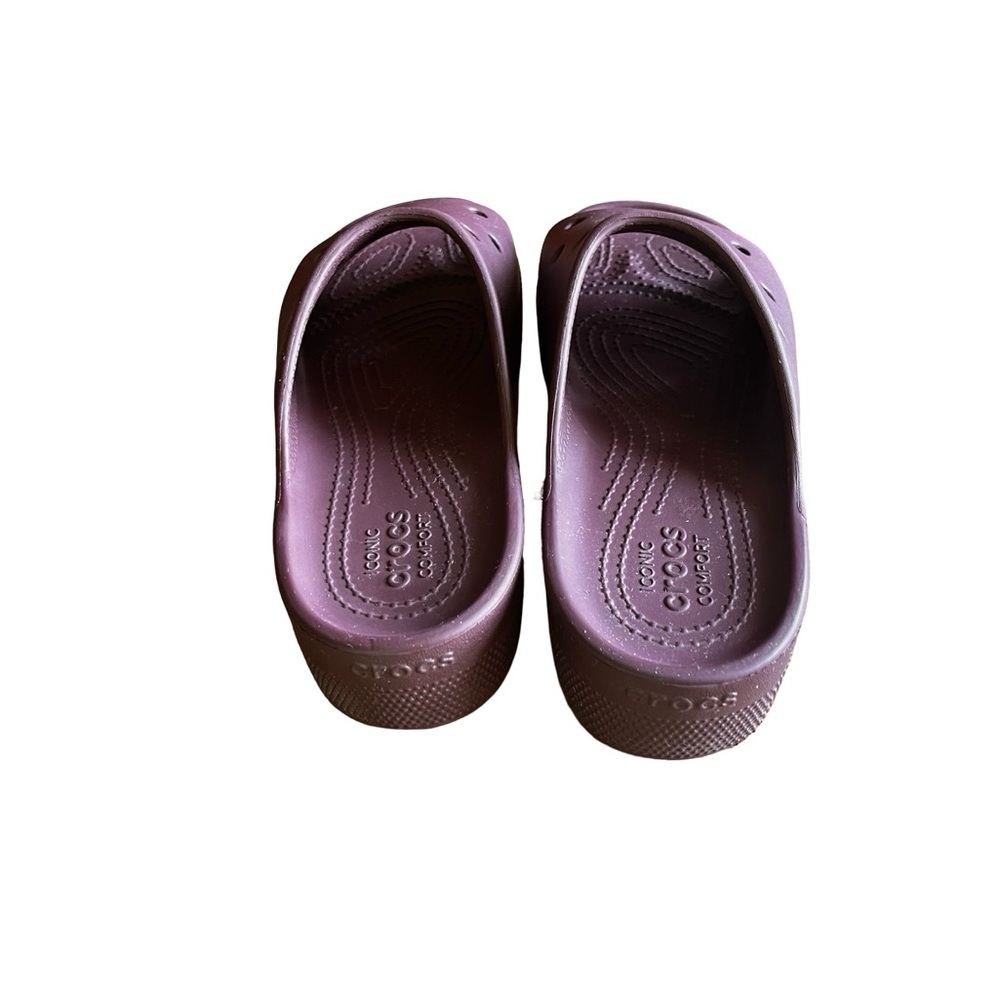 Crocs Platform Slide Sandals Beach Shoes Travel Pool Dark Cherry Plum Sz 6 EUC - Picture 5 of 9